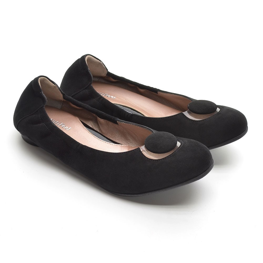 BeautiFeel Mary Black Suede Ballerina Flats 37 New
